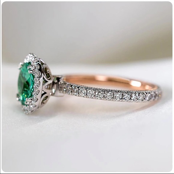 NEW Emerald Round Diamond Engagement Ring - Picture 2 of 5